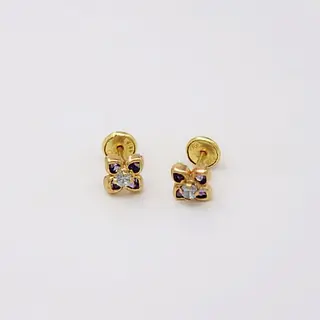 Aretes Flor Corazon Lila