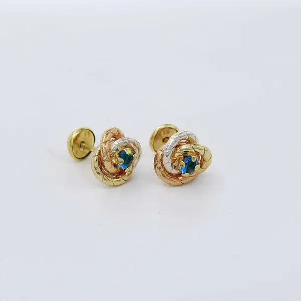 Aretes 3 Aros Entrelazados Liso Azul Turqueza