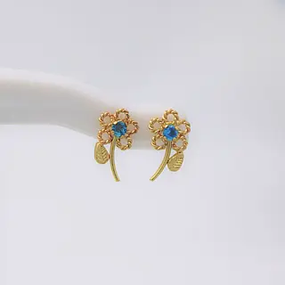 Aretes Flor Color Azul Turquesa