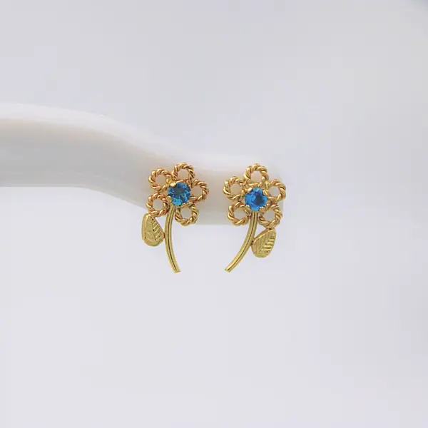 Aretes Flor Color Azul Turquesa