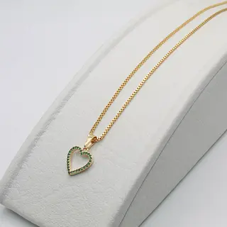 Dije Corazon Circonias Color Esmeralda