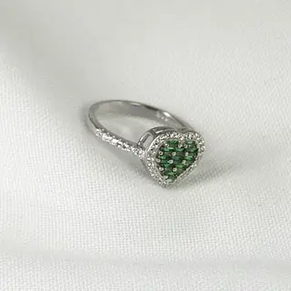 Anillo Corazón Circones Esmeralda