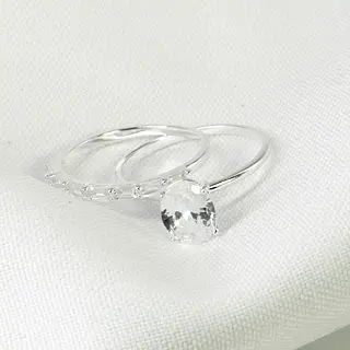 Duo De Anillos Circon Y Baguette
