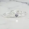 Duo De Anillos Solitario 2 Bandas Y Circones
